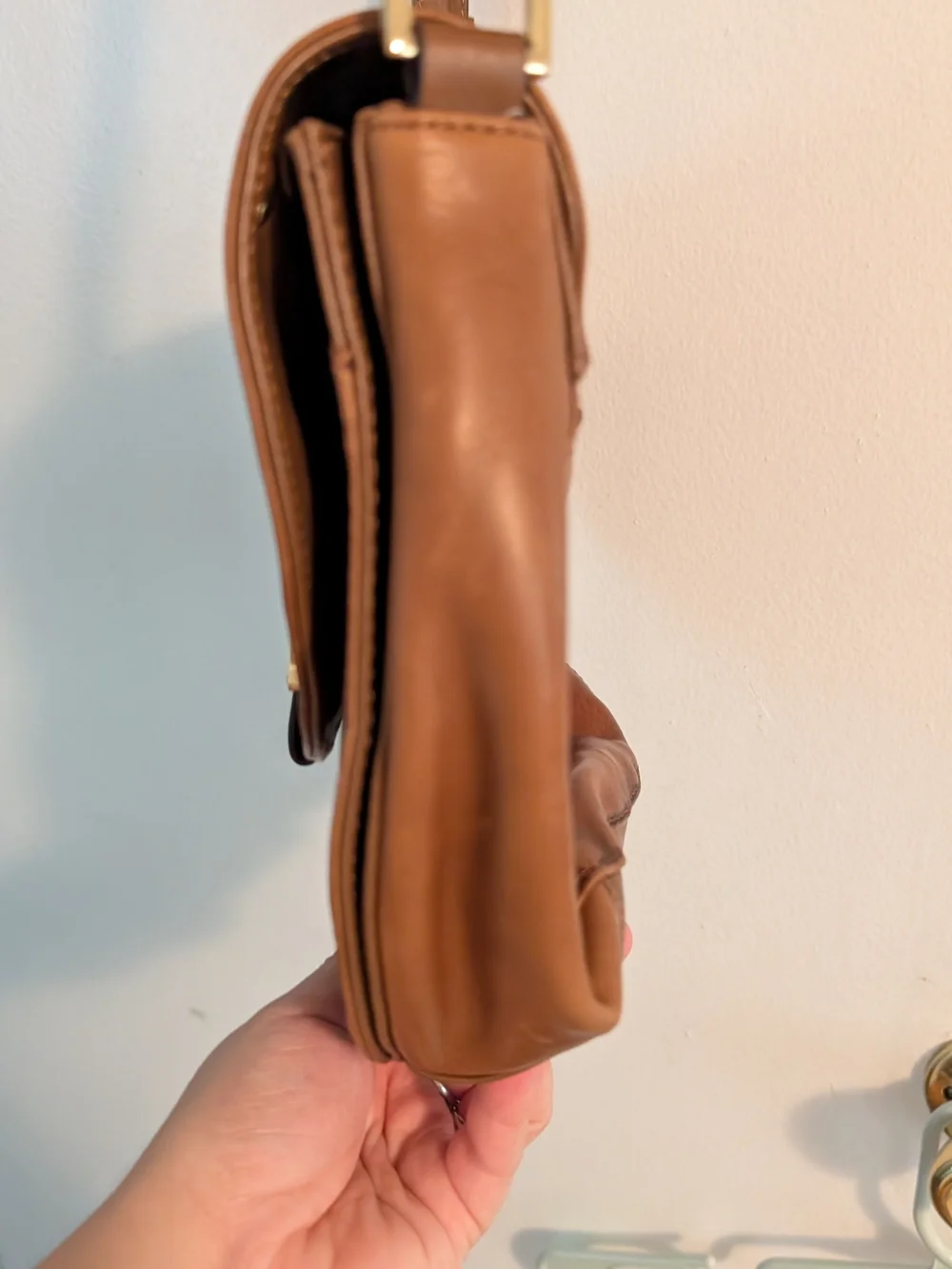 Leather Saddle Crossbody Bag in Brown